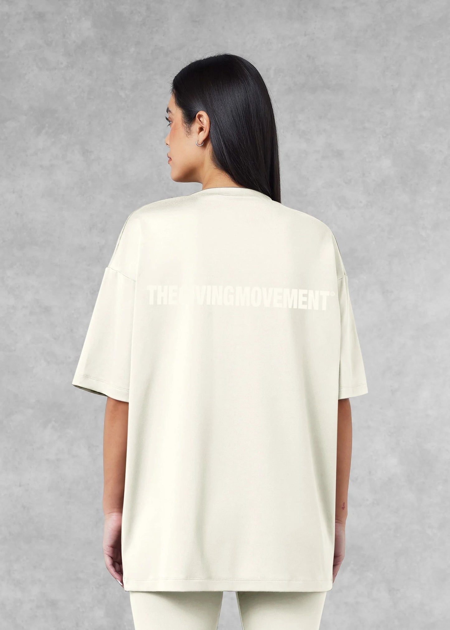 Oversized Tonal Back Print T- Shirt - Off white