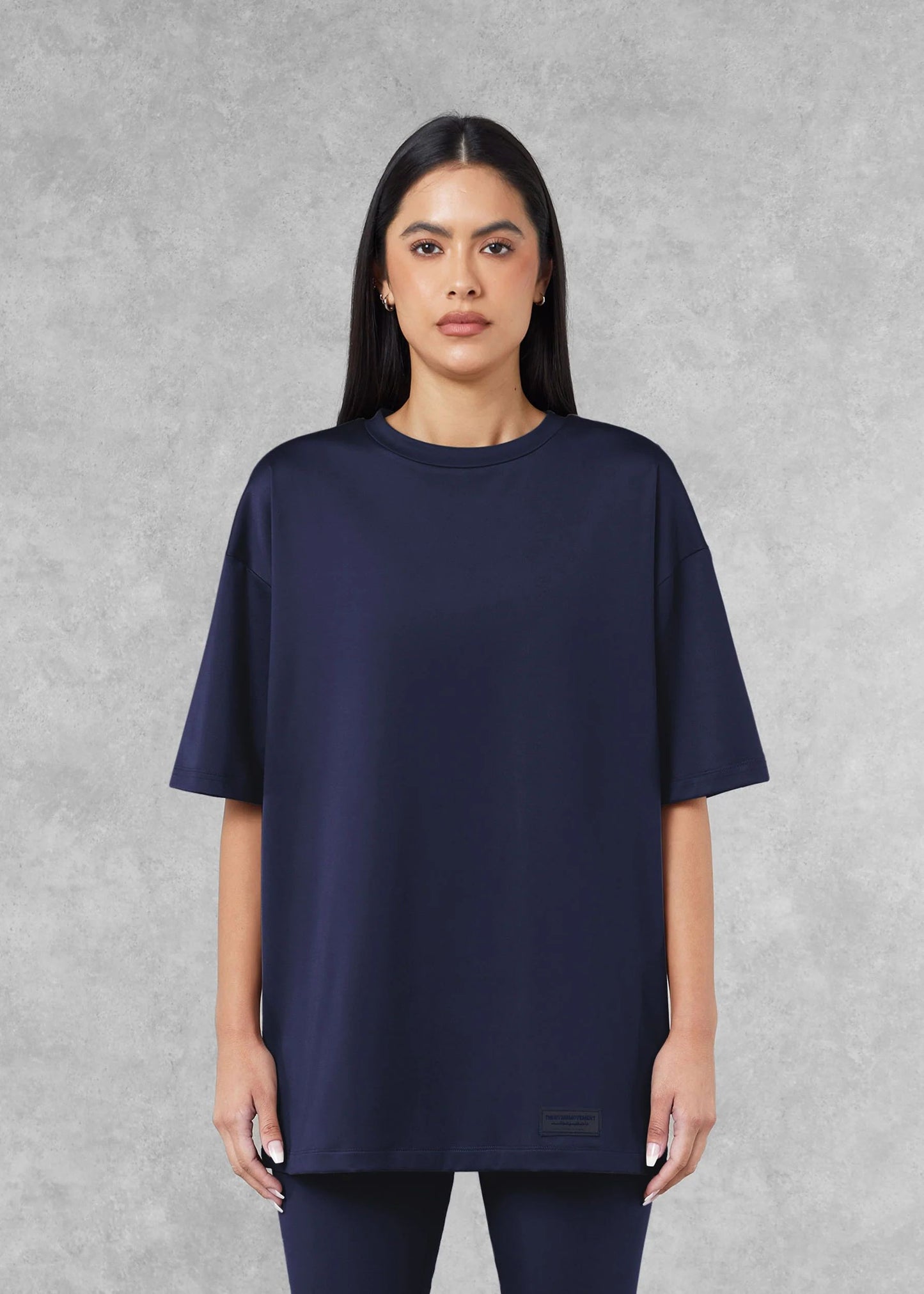 Oversized Tonal Back Print T- Shirt - Navy