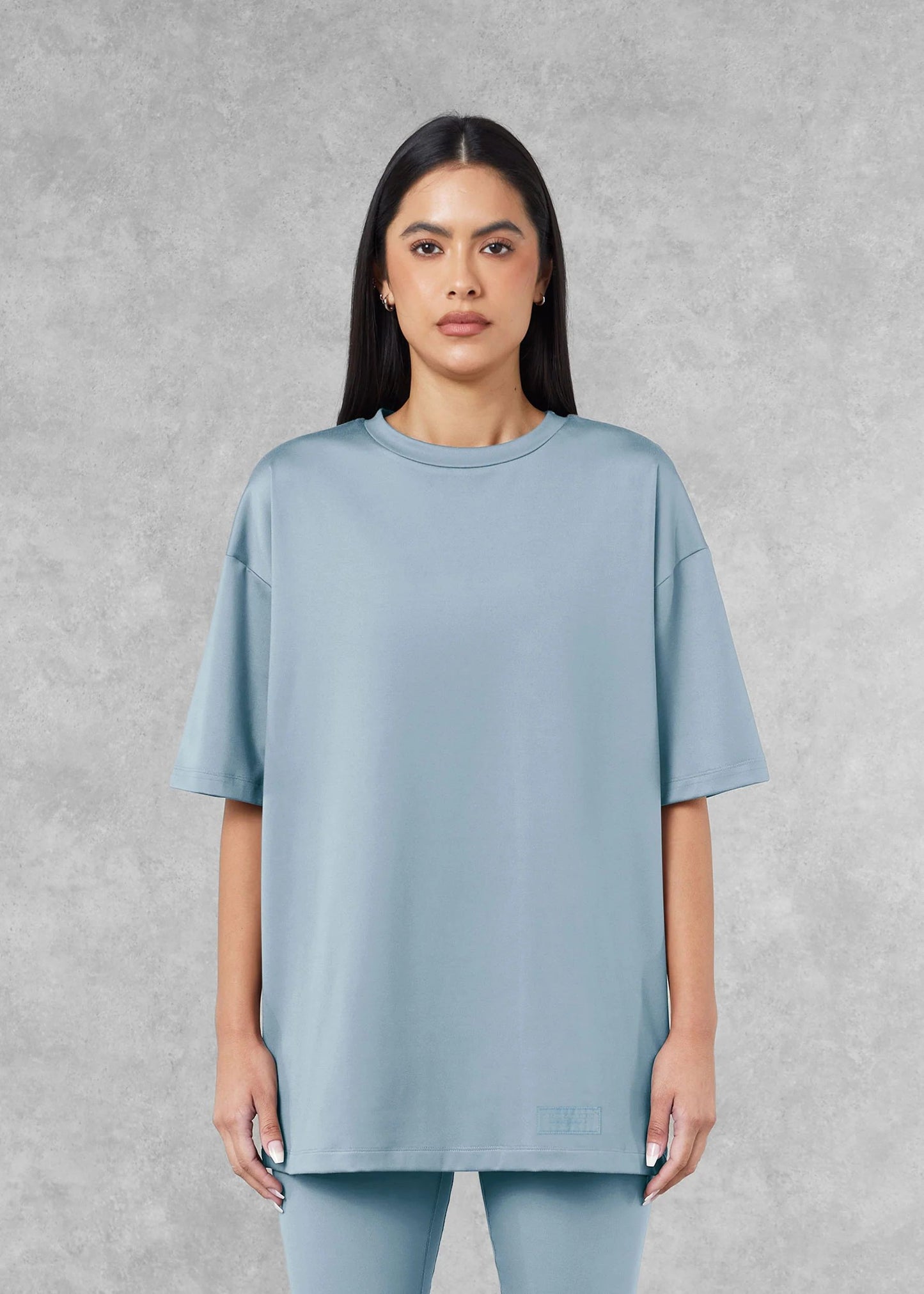 Oversized Tonal Back Print T- Shirt - Powder blue