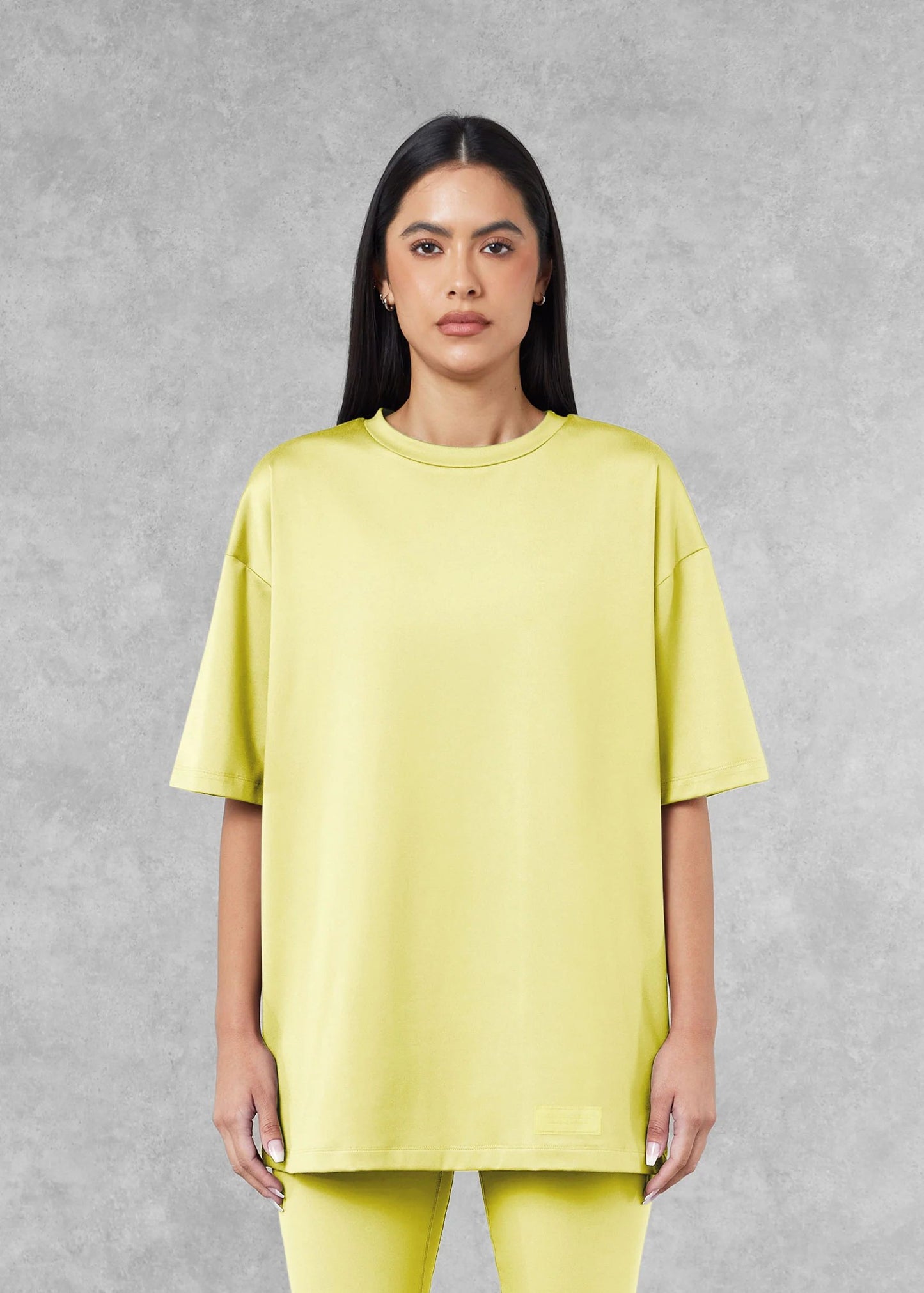 Oversized Tonal Back Print T- Shirt - Lemon