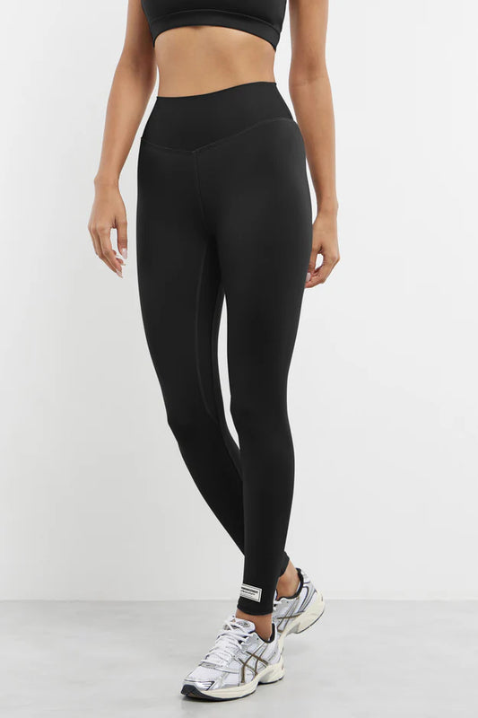 27 inch High Rise Contrast Label Legging - Black