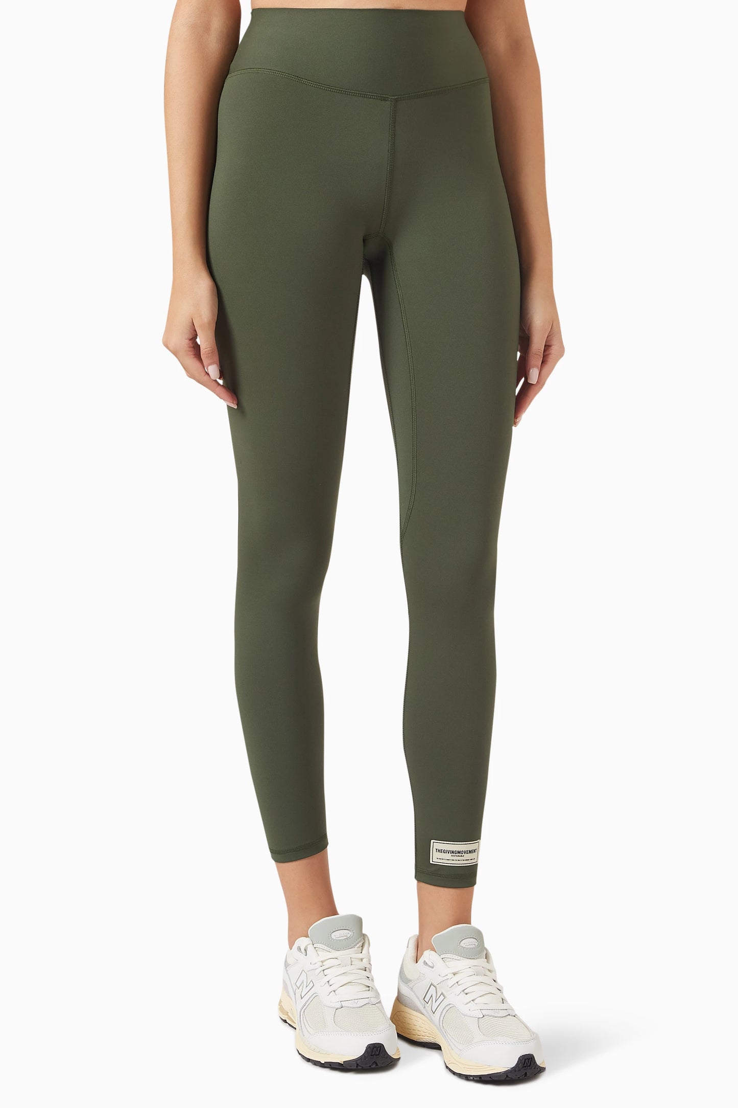 27 inch High Rise Contrast Label Legging - Navy green