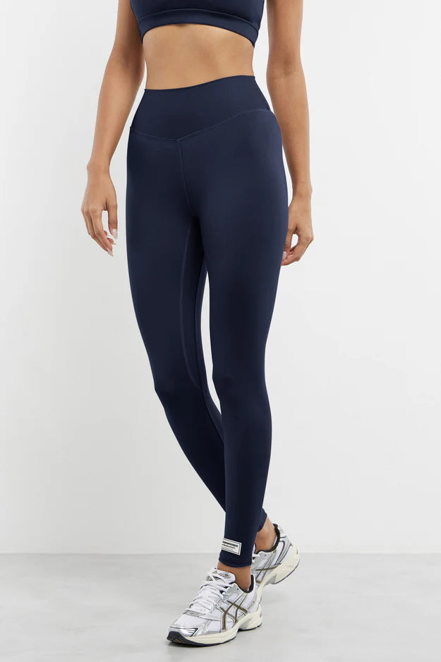 27 inch High Rise Contrast Label Legging - Navy